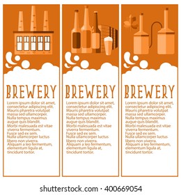 Set of flat design banners for brewery industry . Vector illustration