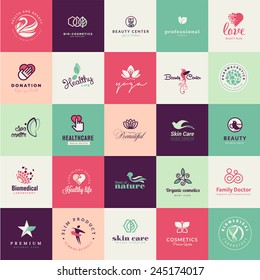 Set of flat design beauty icon