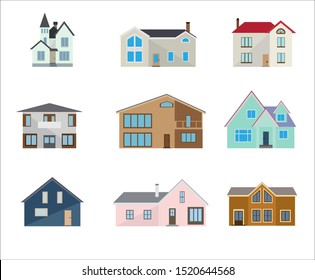 Set of flat design buildings