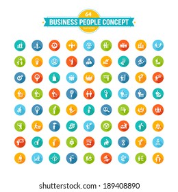 Set of flat design business people concept icons