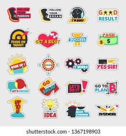 Set Of Flat Design Business Stickers, Vector Illustrations Communication 