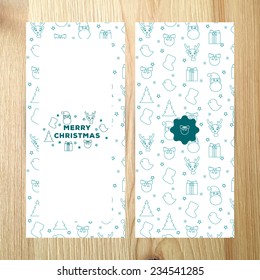 Set of flat design Christmas and New Year greeting cards 