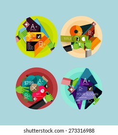 Conjunto de iconos de círculo de diseño plano con diagramas de infografía geométrica, diseños
