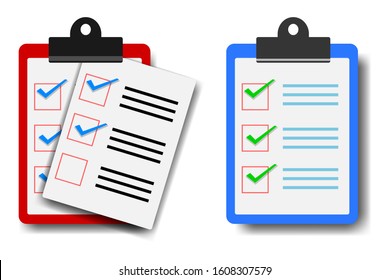 Set of Flat design of clipboard and checklist document vector