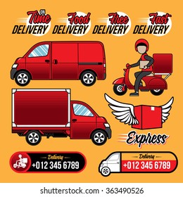 Set of flat design colorful vector illustration concepts for delivery service, e-commerce, online shopping, delivering gifts, receiving package from courier to customer 