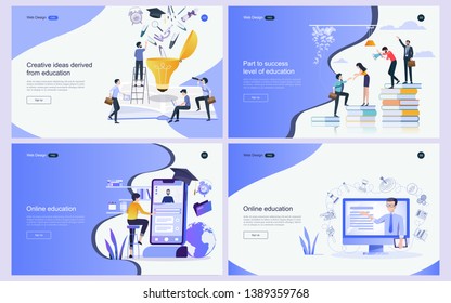 Set of flat design concept education for website and landing page template.Online education, training and courses, investment in education, Vector illustration.