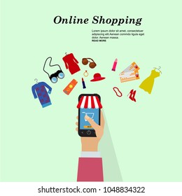 Set of flat design concept icons for web and mobile phone services and apps. Icons for mobile marketing and online shopping