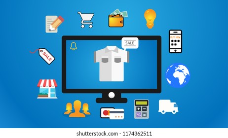 Set of flat design concept icons for online shopping