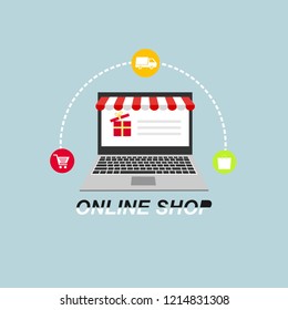 Set of flat design concept icons for online shopping. Icons for online shopping,business,vector illustration.