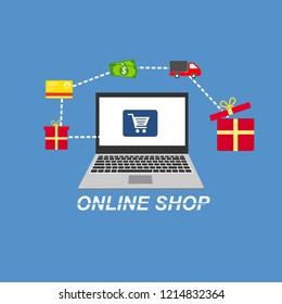 Set of flat design concept icons for online shopping. Icons for online shopping,business,vector illustration.