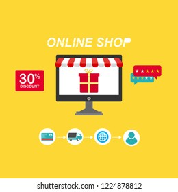 Set of flat design concept icons for online shopping. Icons for online shopping,business,vector illustration.