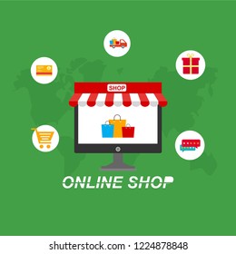 Set of flat design concept icons for online shopping. Icons for online shopping,business,vector illustration.