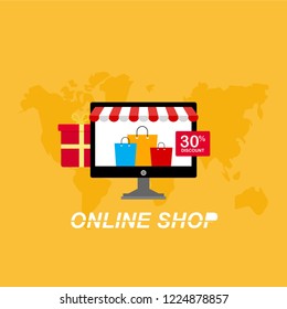 Set of flat design concept icons for online shopping. Icons for online shopping,business,vector illustration.