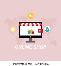Set of flat design concept icons for online shopping. Icons for online shopping,business,vector illustration.