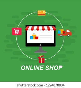 Set of flat design concept icons for online shopping. Icons for online shopping,business,vector illustration.