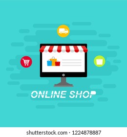 Set of flat design concept icons for online shopping. Icons for online shopping,business,vector illustration.