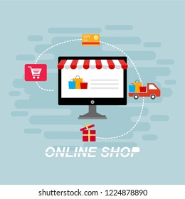 Set of flat design concept icons for online shopping. Icons for online shopping,business,vector illustration.