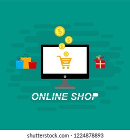 Set of flat design concept icons for online shopping. Icons for online shopping,business,vector illustration.