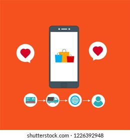 Set of flat design concept icons for online shopping. Icons for online shopping,business,vector illustration.