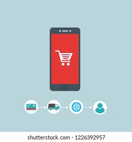 Set of flat design concept icons for online shopping. Icons for online shopping,business,vector illustration.