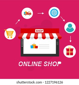 Set of flat design concept icons for online shopping. Icons for online shopping,business,vector illustration