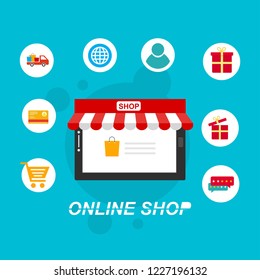 Set of flat design concept icons for online shopping. Icons for online shopping,business,vector illustration