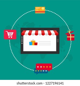 Set of flat design concept icons for online shopping. Icons for online shopping,business,vector illustration