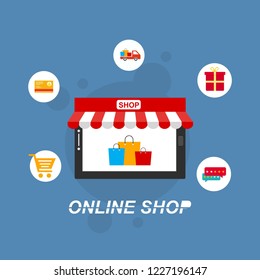 Set of flat design concept icons for online shopping. Icons for online shopping,business,vector illustration