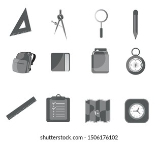 Set of flat design concept icons for education, , online education, online learning, learn to think. color black 