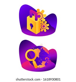 Set of flat design concept icons for web and mobile services and apps. Icons for web design, seo, social media and data analystic