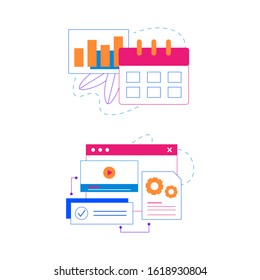 Set of flat design concept icons for web and mobile services and apps. Icons for web design, seo, social media and data analystic