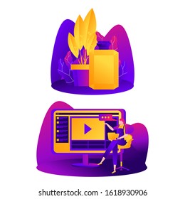 Set of flat design concept icons for web and mobile services and apps. Icons for web design, seo, social media and data analystic