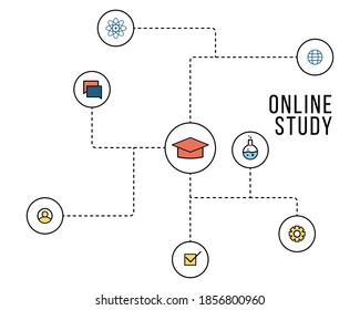 Set of flat design concept icons for education. Icons for online learning, smart ideas, research and education