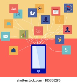 Set of flat design concept icons for web and mobile phone 