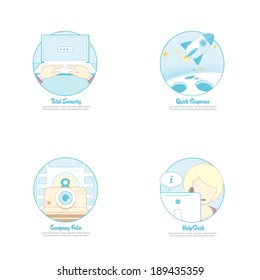 Set of flat design concept icons for web site, mobile and prints templates
