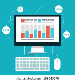 Set of flat design concept icons for SEO