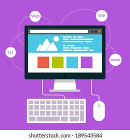 Set of flat design concept icons for website