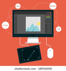 Set of flat design concept icons for design