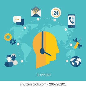 Set of flat design concept icons for web and mobile phone services and apps. Vector. 