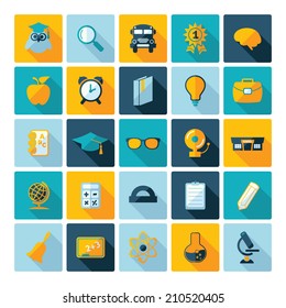 Set of flat design concept icons for education