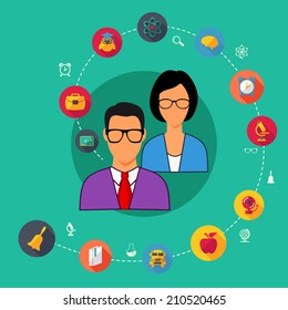 Set of flat design concept icons for education