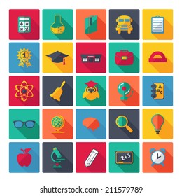 Set of flat design concept icons for education