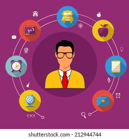 Set of flat design concept icons for education