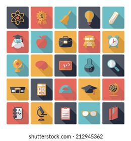 Set of flat design concept icons for education