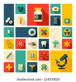 Set of flat design concept icons for medicine