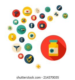 Set of flat design concept icons for medicine