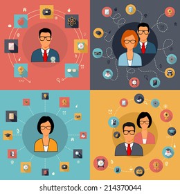 Set of flat design concept icons for education