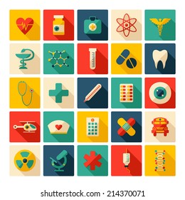 Set of flat design concept icons for medicine