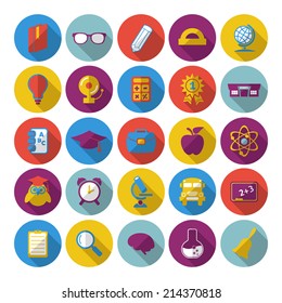 Set of flat design concept icons for education