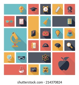 Set of flat design concept icons for education